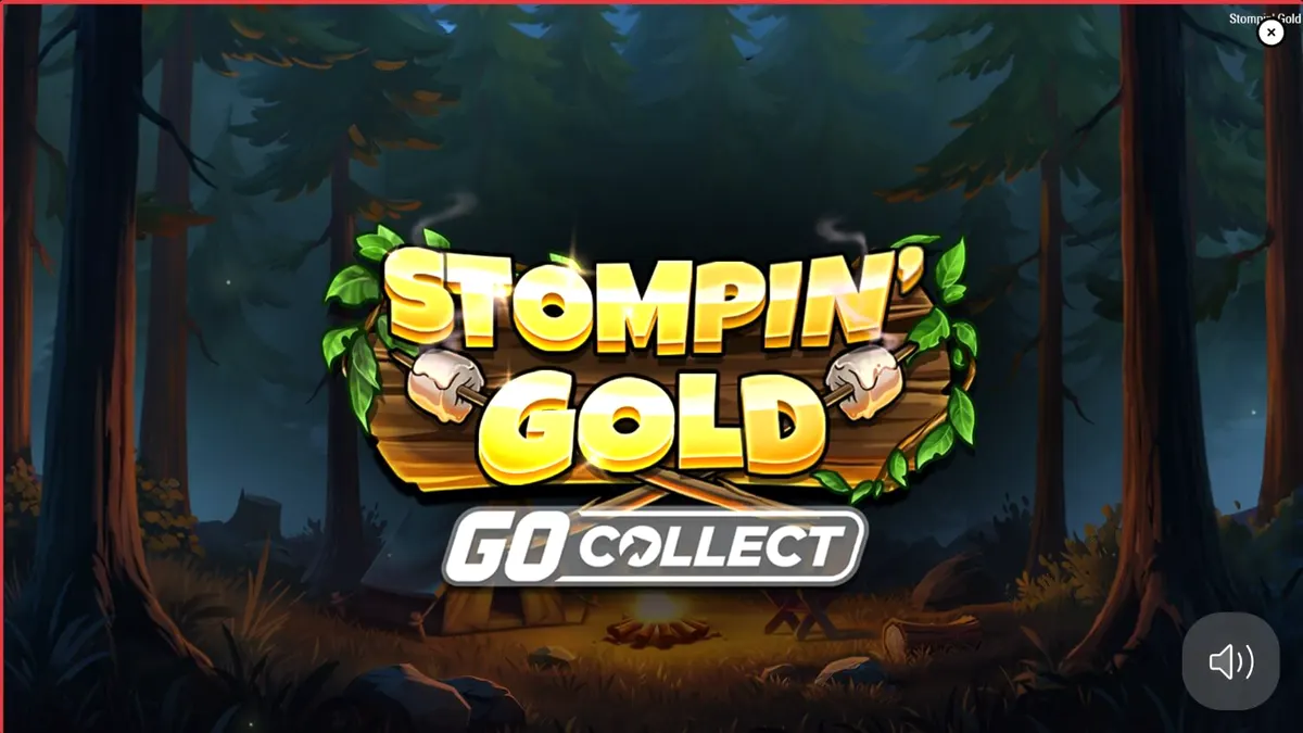 Giao diện trò chơi Stompin’ Gold GO Collect với các nhân vật người tuyết và biểu tượng rừng xanh